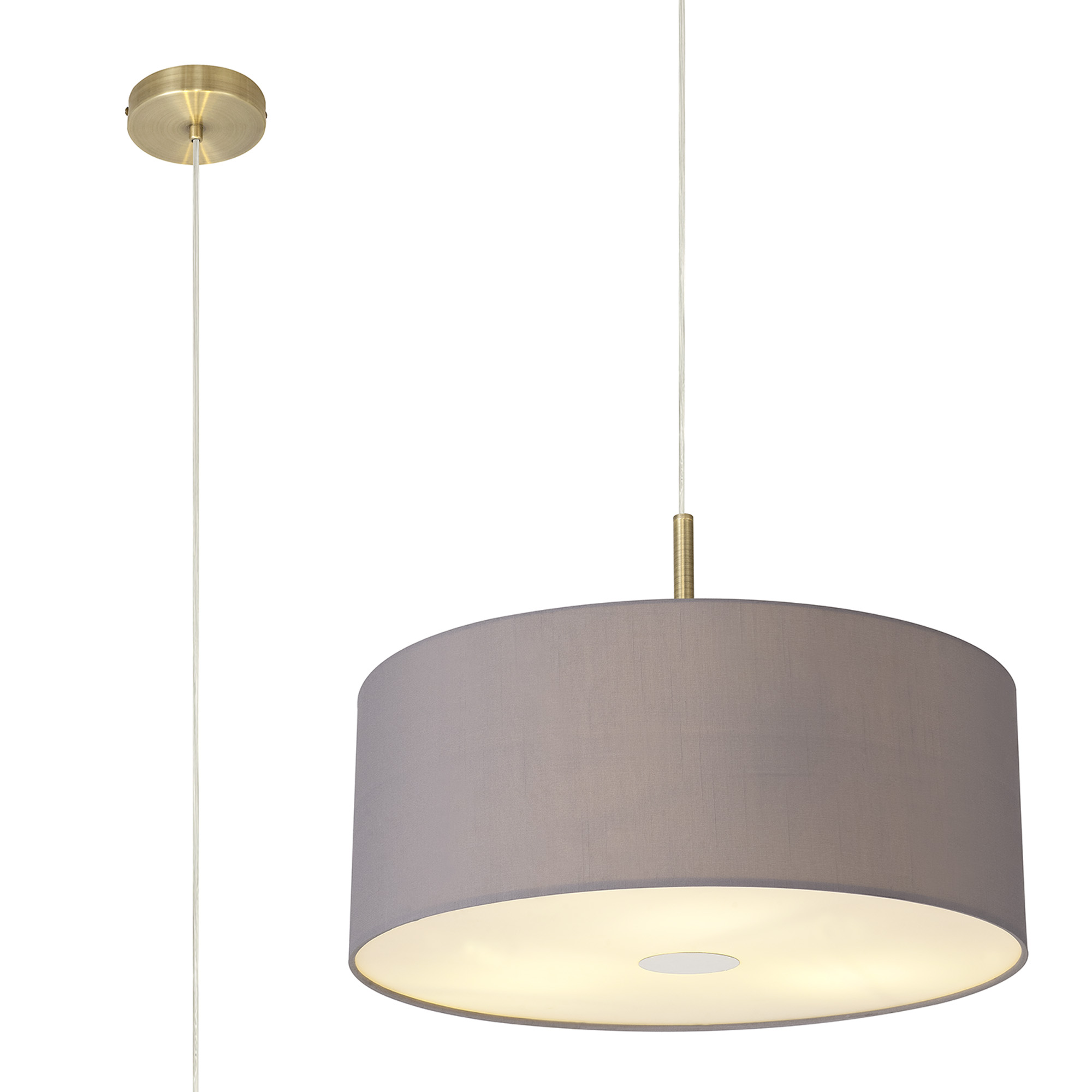 Baymont 50cm 3 Light Pendant Antique Brass, Grey, Frosted Diffuser